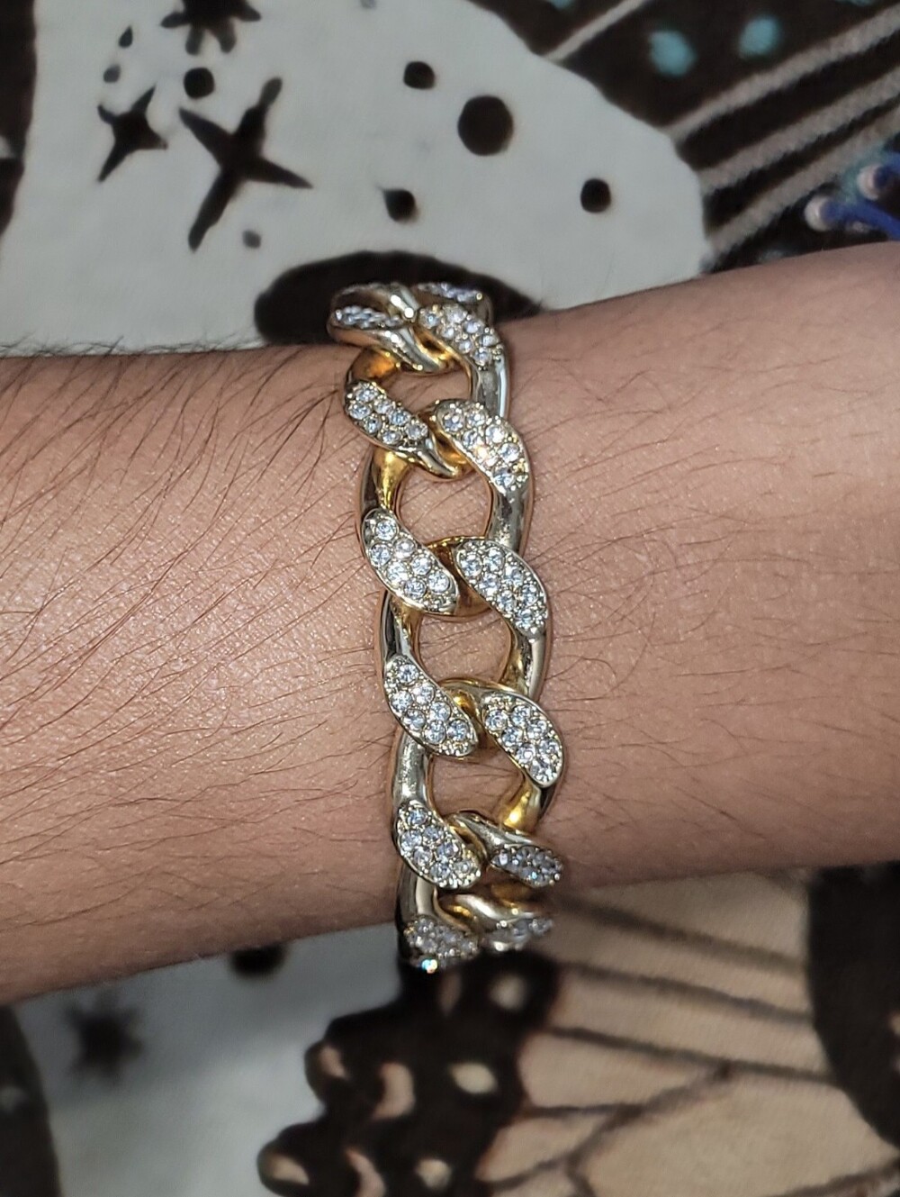 Gold and Silver Pave Cuban Link Bracelet - Women Jewelry